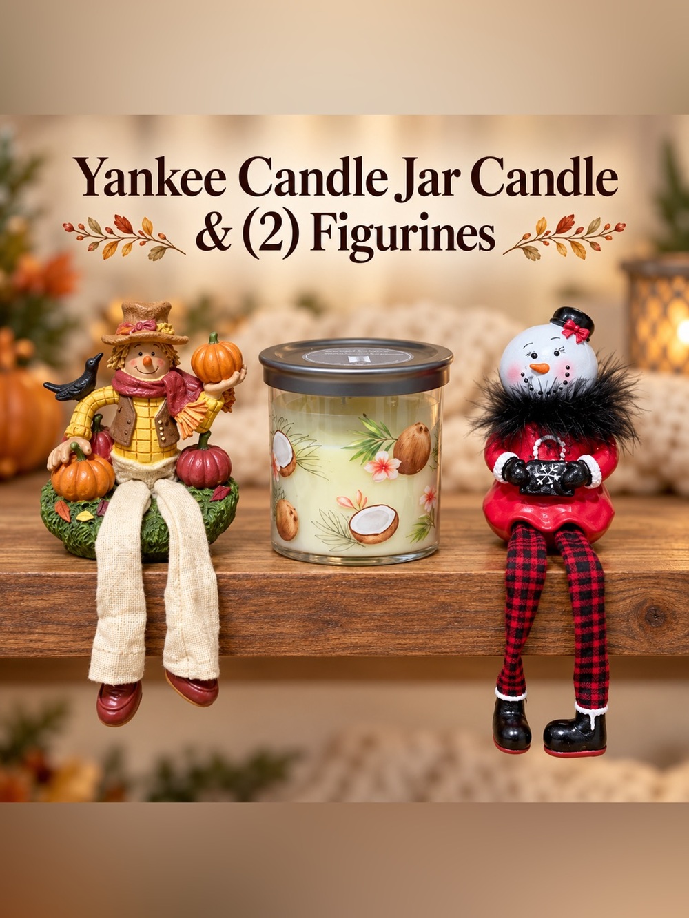 Yankee Candle Jar Candle and (2) Figurines